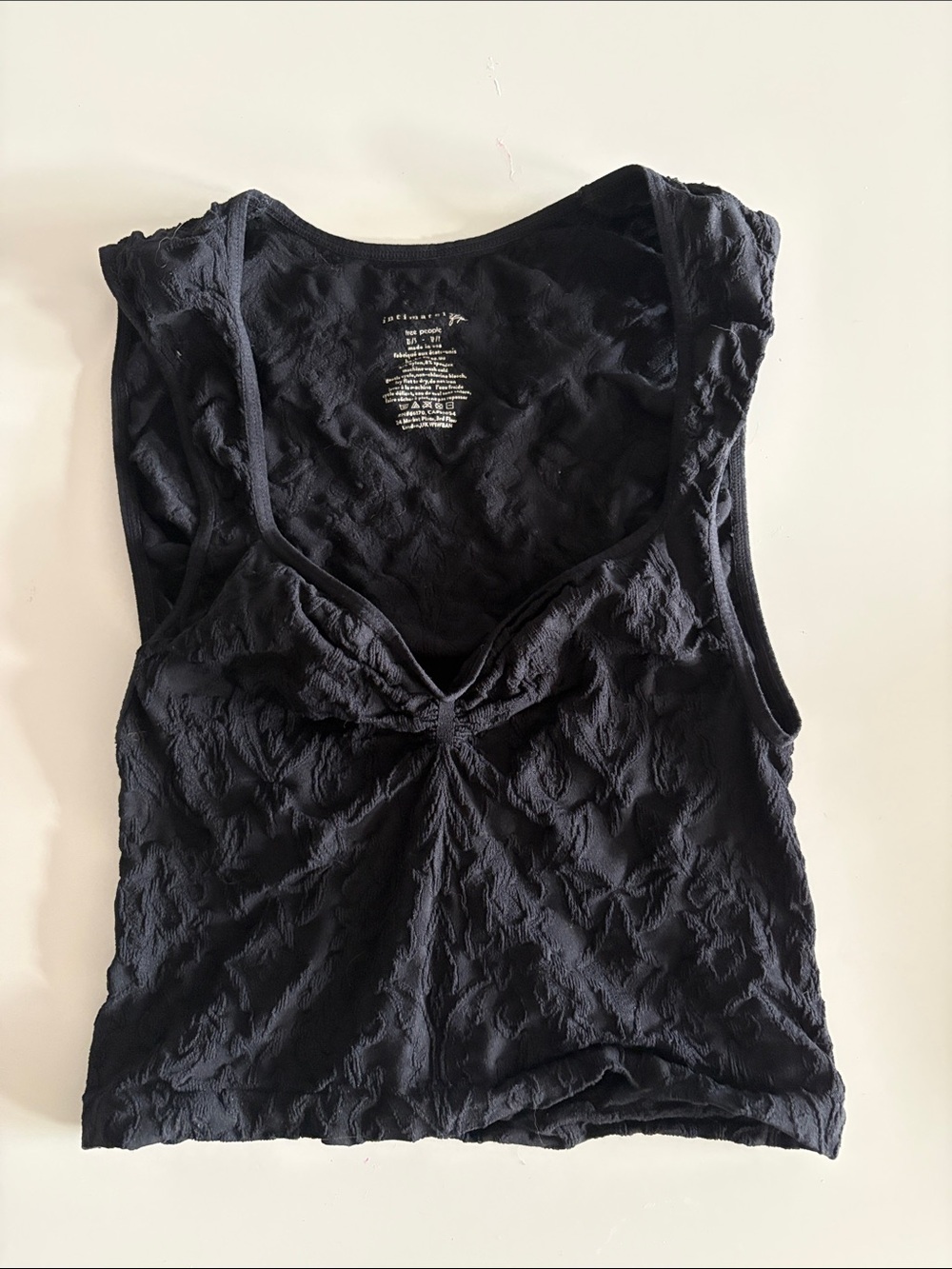 Free People Black Textured Knot-Front Women's Tank Top
